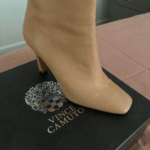 Vince Camuto Tan Heeled Boots with Pointed Toe